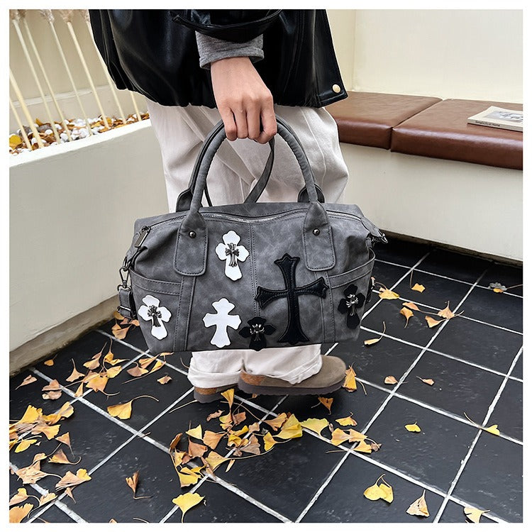 Chrome Hearts Black and White Patchwork Travel Bag