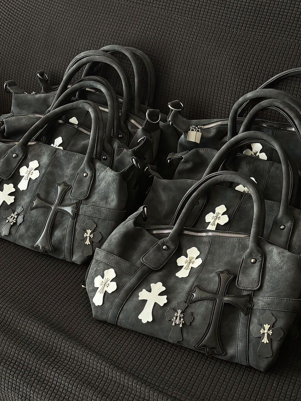 Chrome Hearts Black and White Patchwork Travel Bag