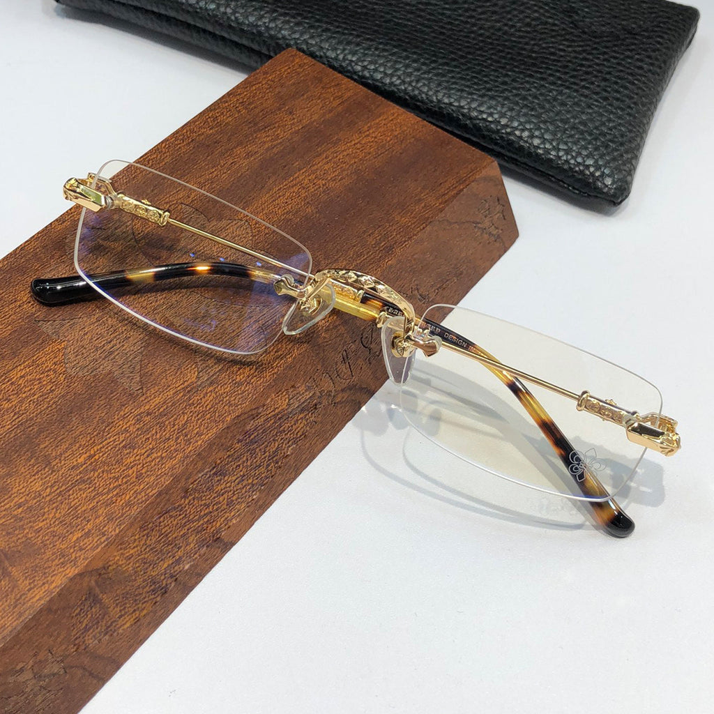 Chrome Hearts pure titanium square rimless eyeglass frames