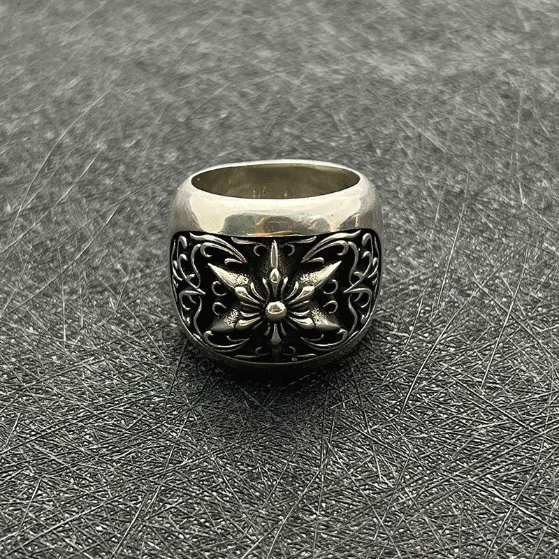 925 sterling silver chrome hearts vine hexagram rings