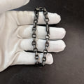 Chrome Hearts black gun treatment diamondinlaid thin chain bracelet