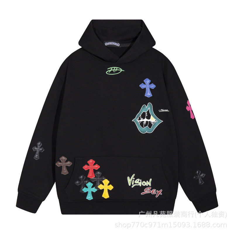 Chrome Hearts colorful cross graffiti hooded sweatshirt