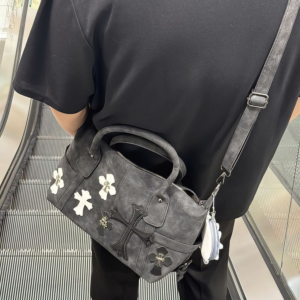 Chrome Hearts Black and White Patchwork Travel Bag