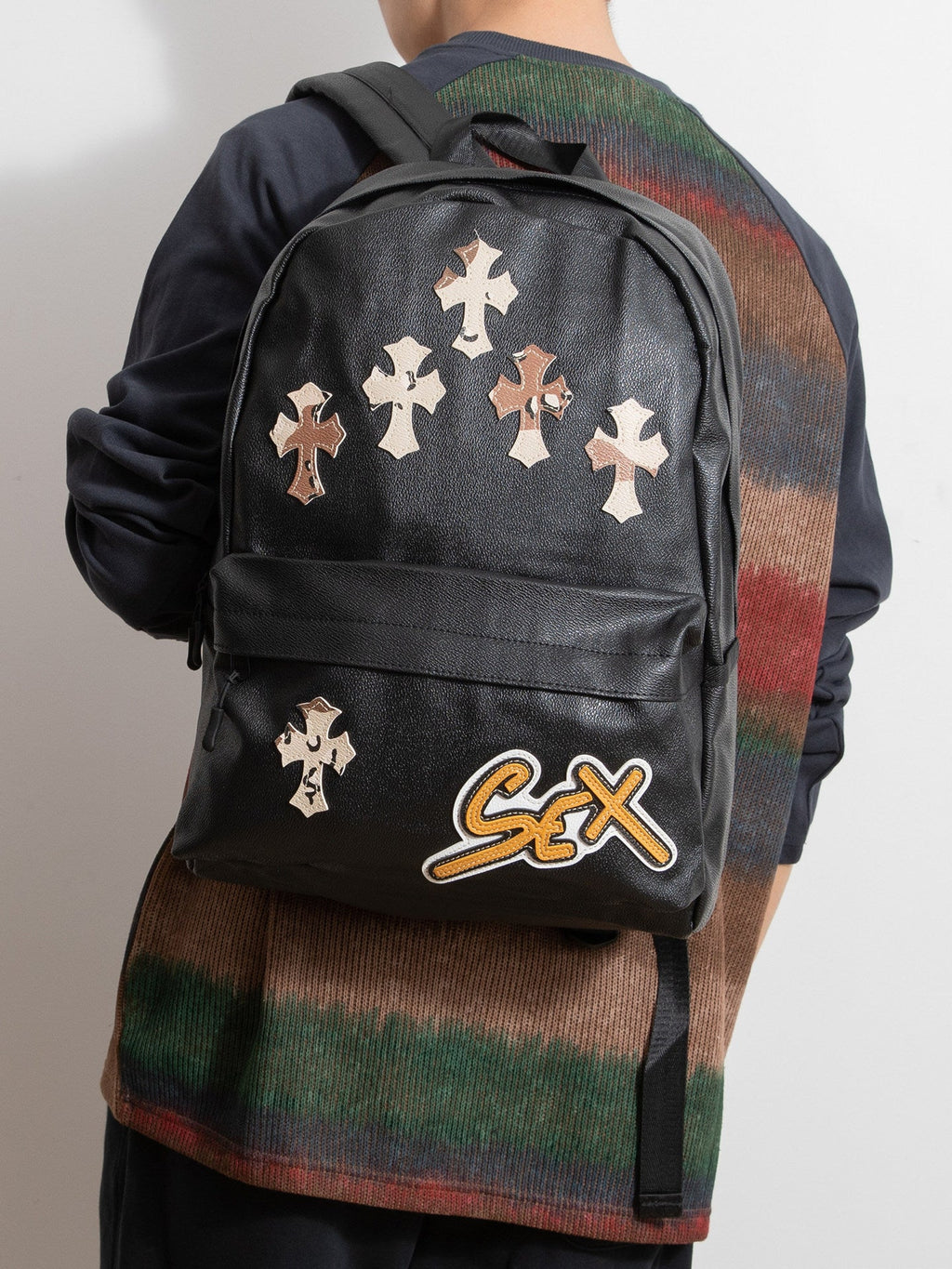 Chrome Hearts Cross Large Capacity PU Leather Backpack