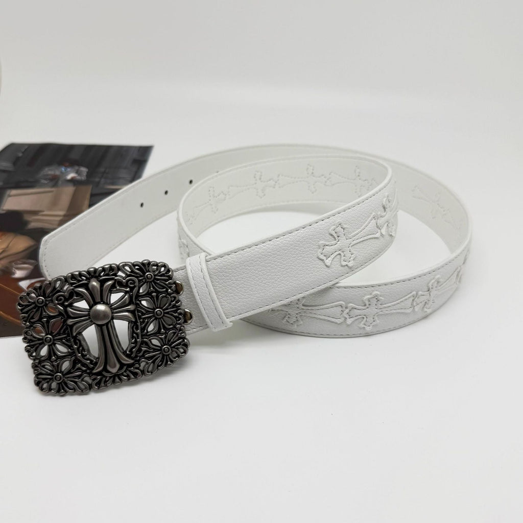 Chrome Hearts Cross-Motif Classic Leather Belt