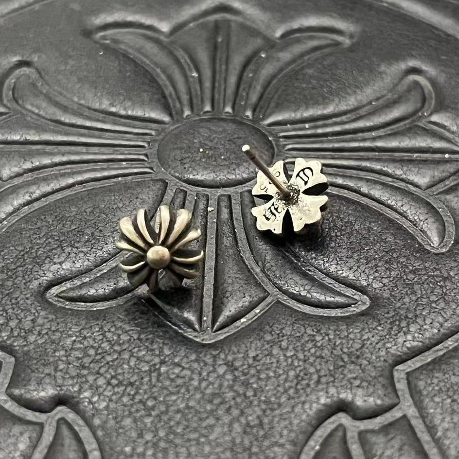 chrome hearts 925 silver flower earrings
