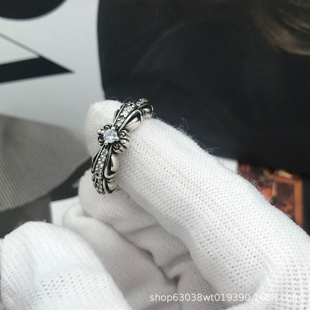 chrome hearts diamond retro narrow ring