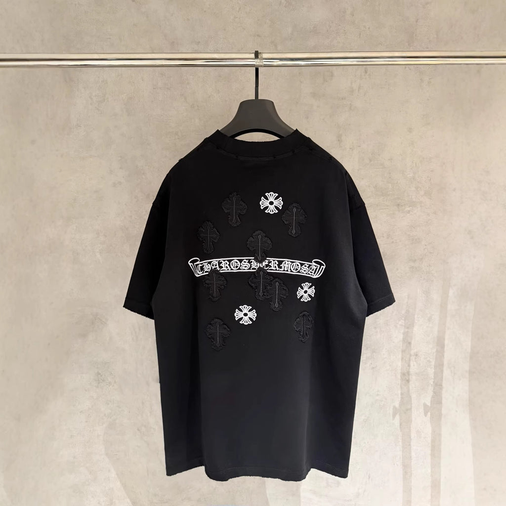 Chrome Hearts Embroidered Distressed Short-Sleeve T-Shirt