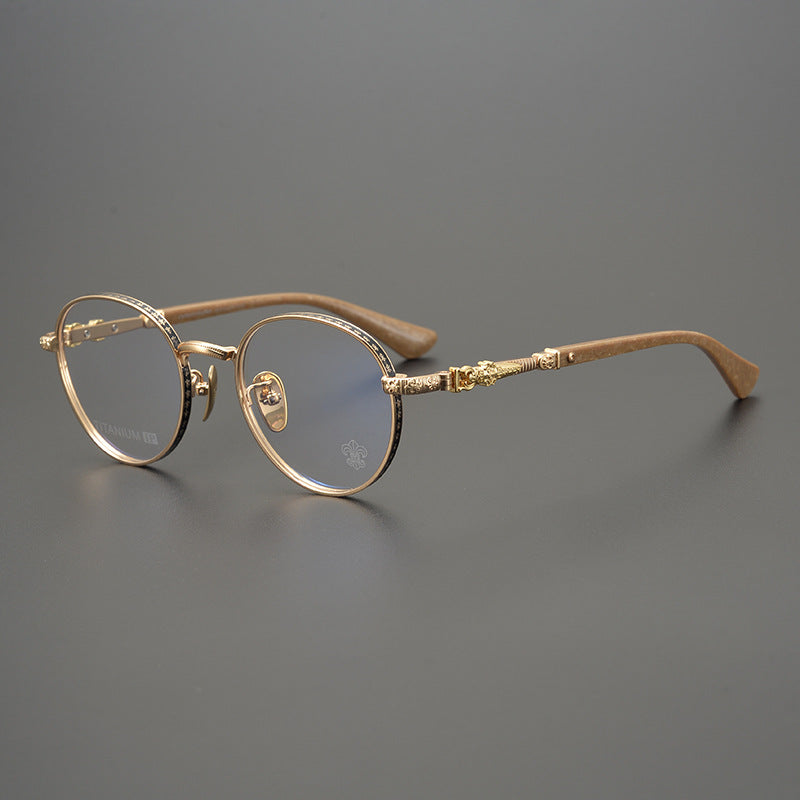 Chrome Hearts craftsmanship carved round frame glasses