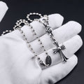 Chrome Hearts classic diamond round bead cross necklace