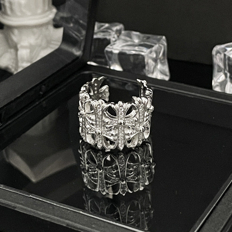 chrome hearts irregular cross adjustable ring