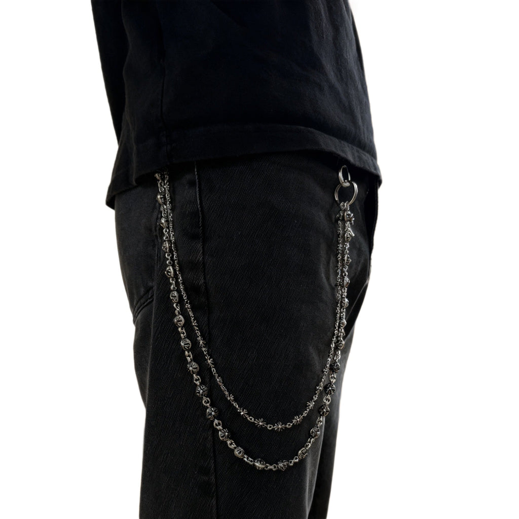 Chrome Hearts double lobster buckle double cross chain pants chain