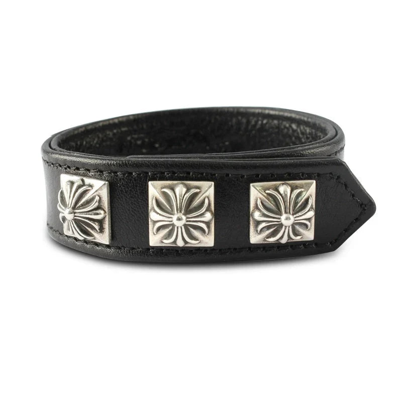 Chrome Hearts S925 sterling silver leather bracelet