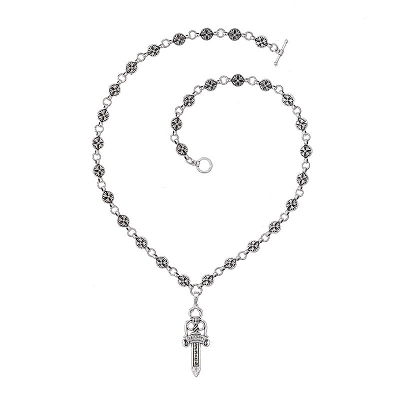 chrome hearts cross ball chain dagger necklace