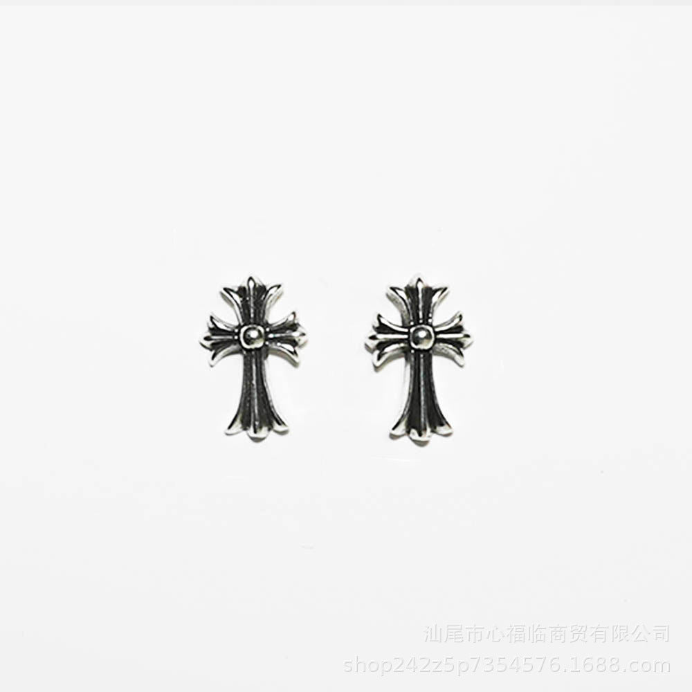 Chrome Hearts cross flower cross earrings