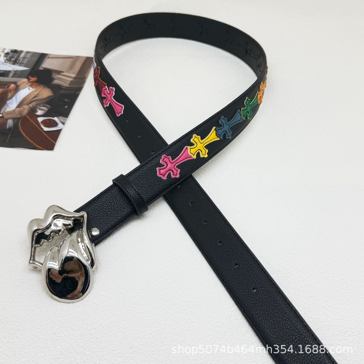 Chrome Hearts Cross-Motif Classic Leather Belt