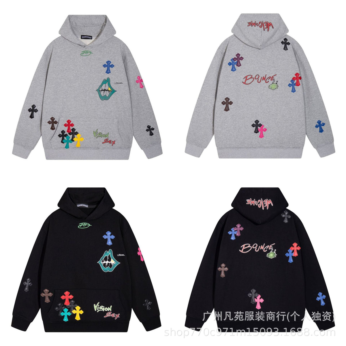 Chrome Hearts colorful cross graffiti hooded sweatshirt