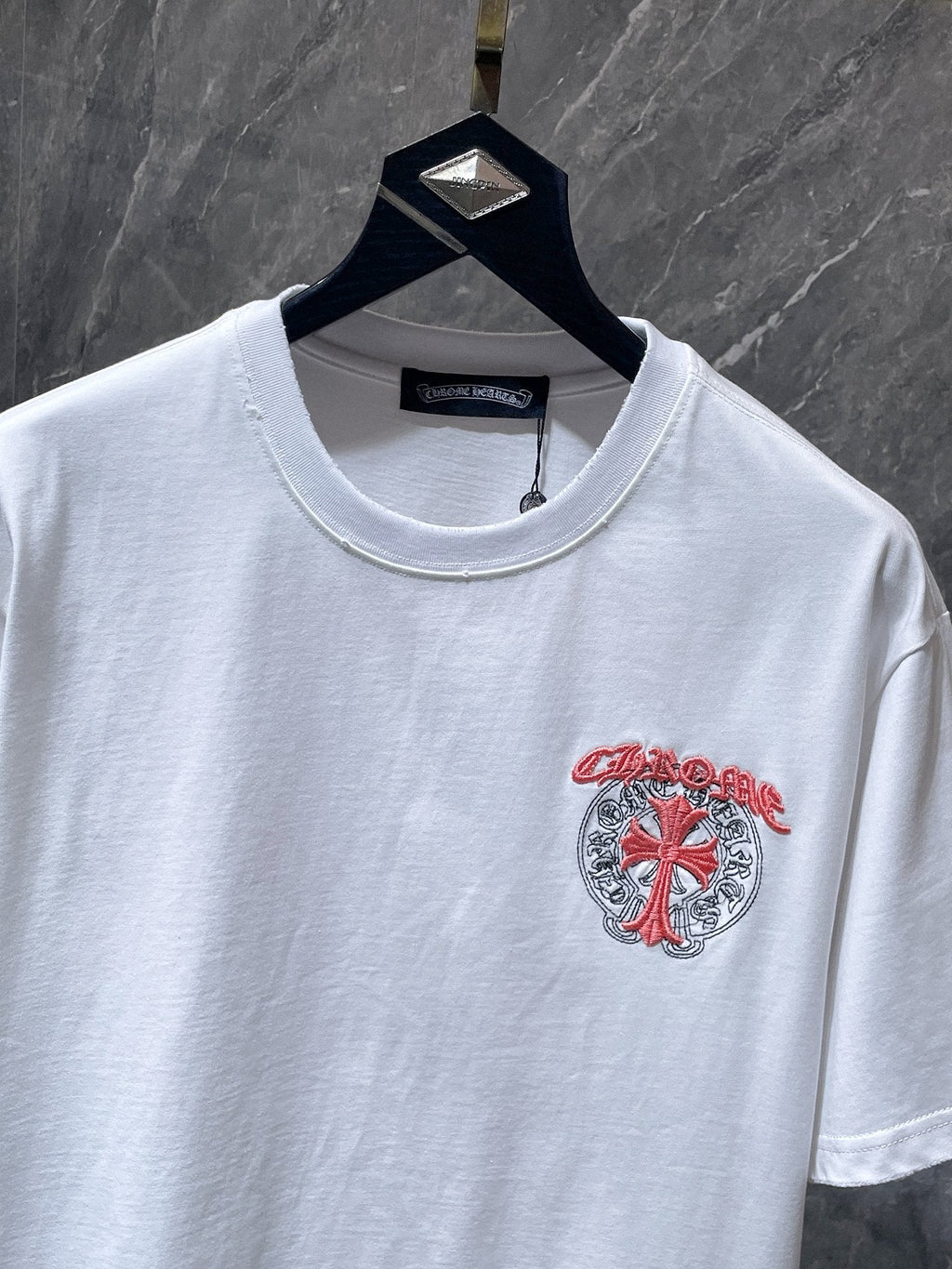 Chrome Hearts Cross & Horseshoe Double-Layer Embroidered T-Shirt