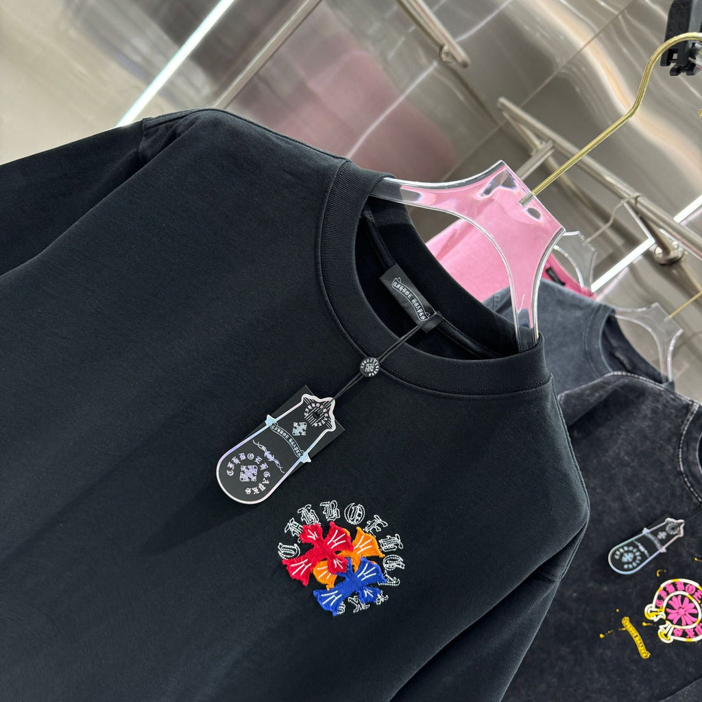 Chrome Hearts Washed Appliqué Embroidered Short-sleeved T-shirt