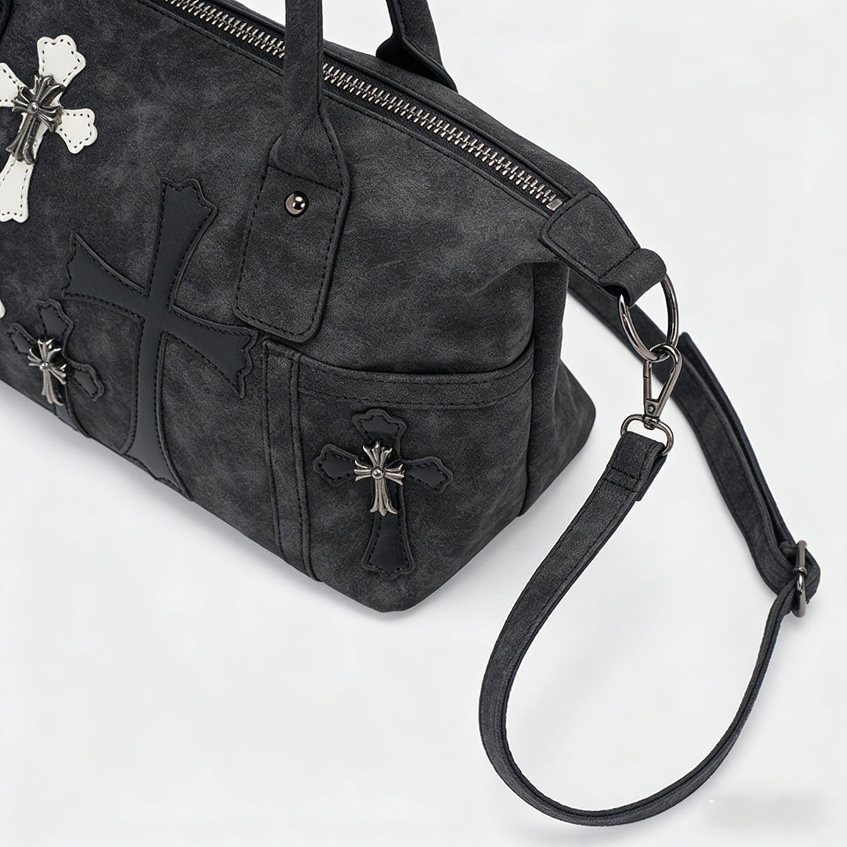 Chrome Hearts Black and White Patchwork Travel Bag