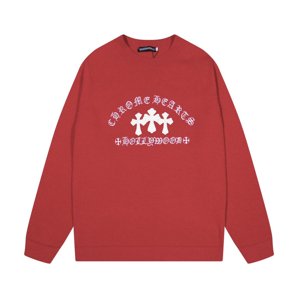 Chrome Hearts horseshoe-style crew neck wool sweater