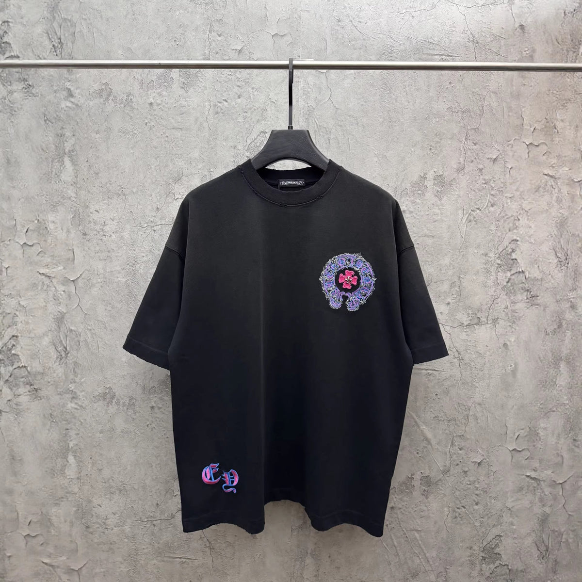 Chrome Hearts Washed Appliqué Embroidered Short-Sleeve T-Shirt