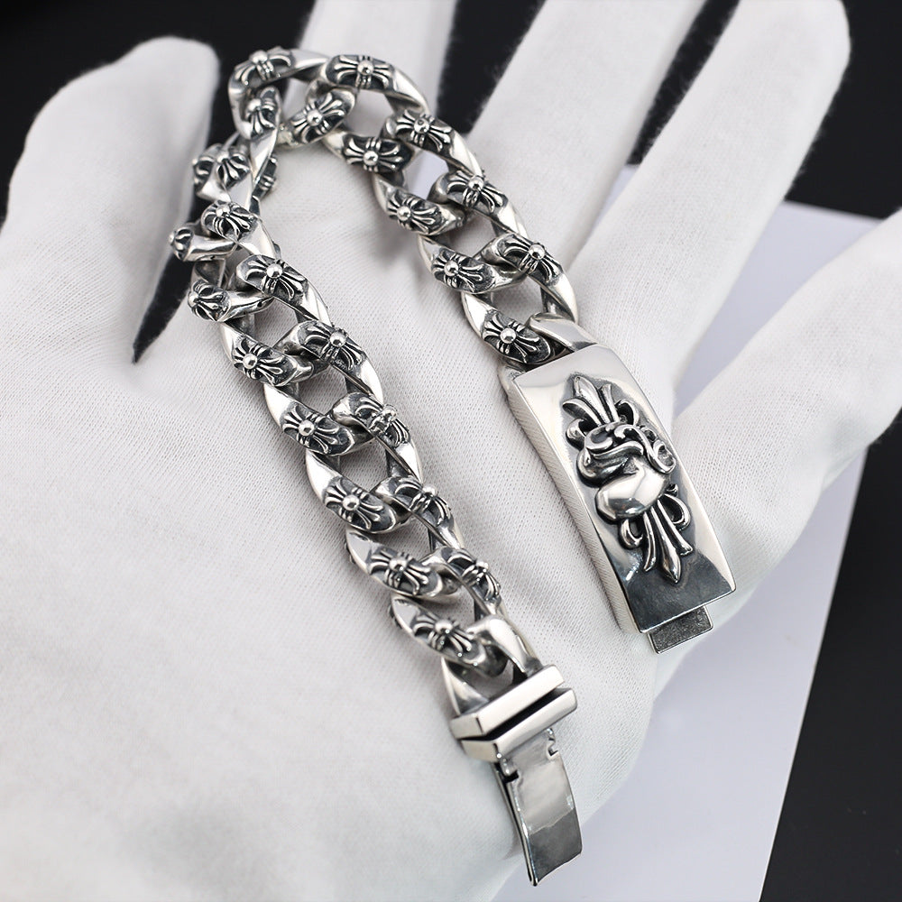 Chrome Hearts punk peach heart cross flower bracelet