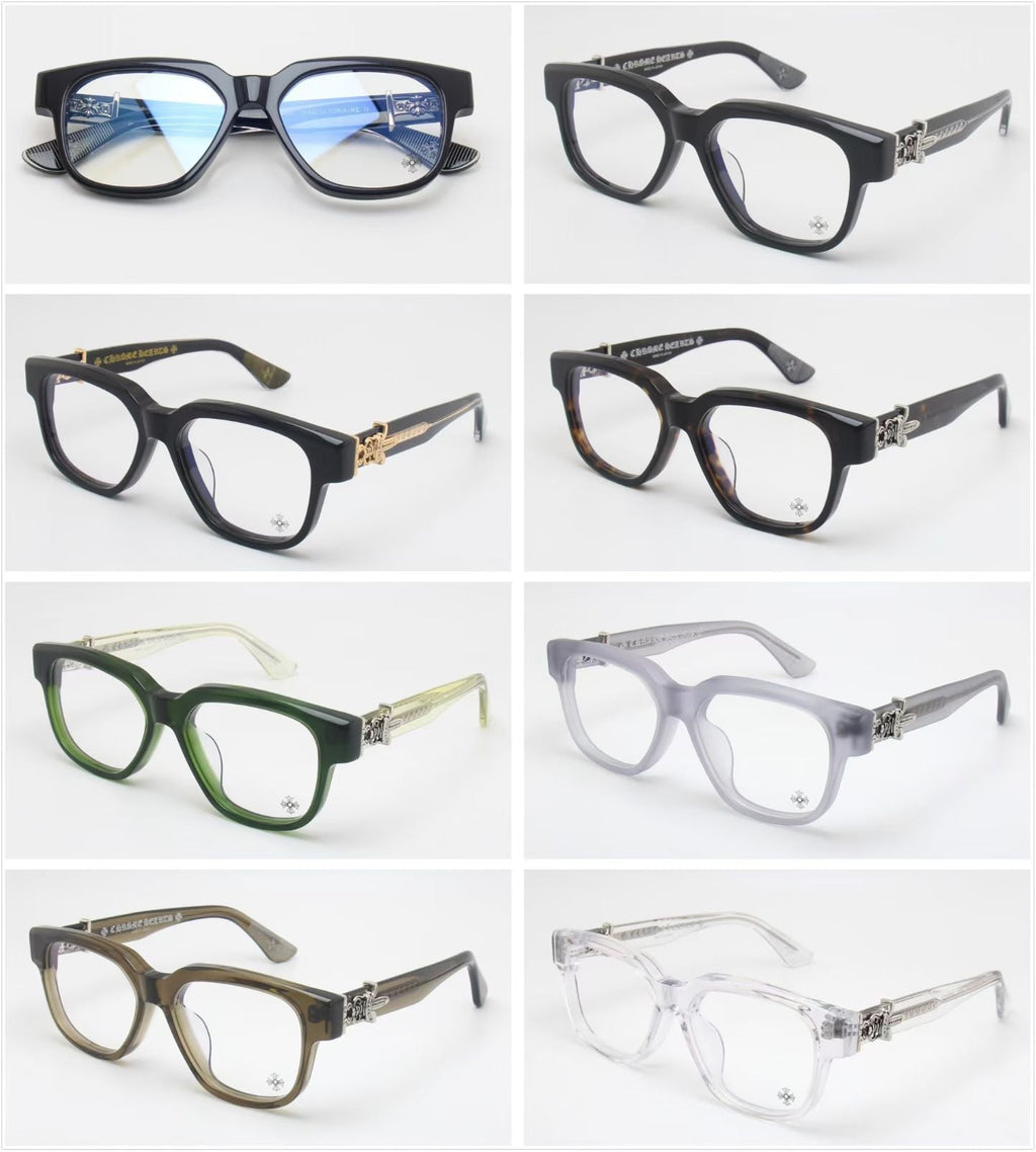 Chrome Hearts exquisitely carved pattern large-frame eyeglasses