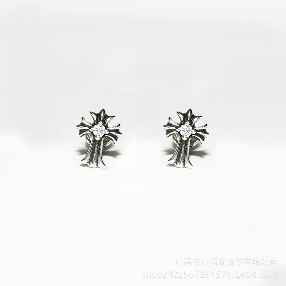 Chrome Hearts cross flower cross earrings