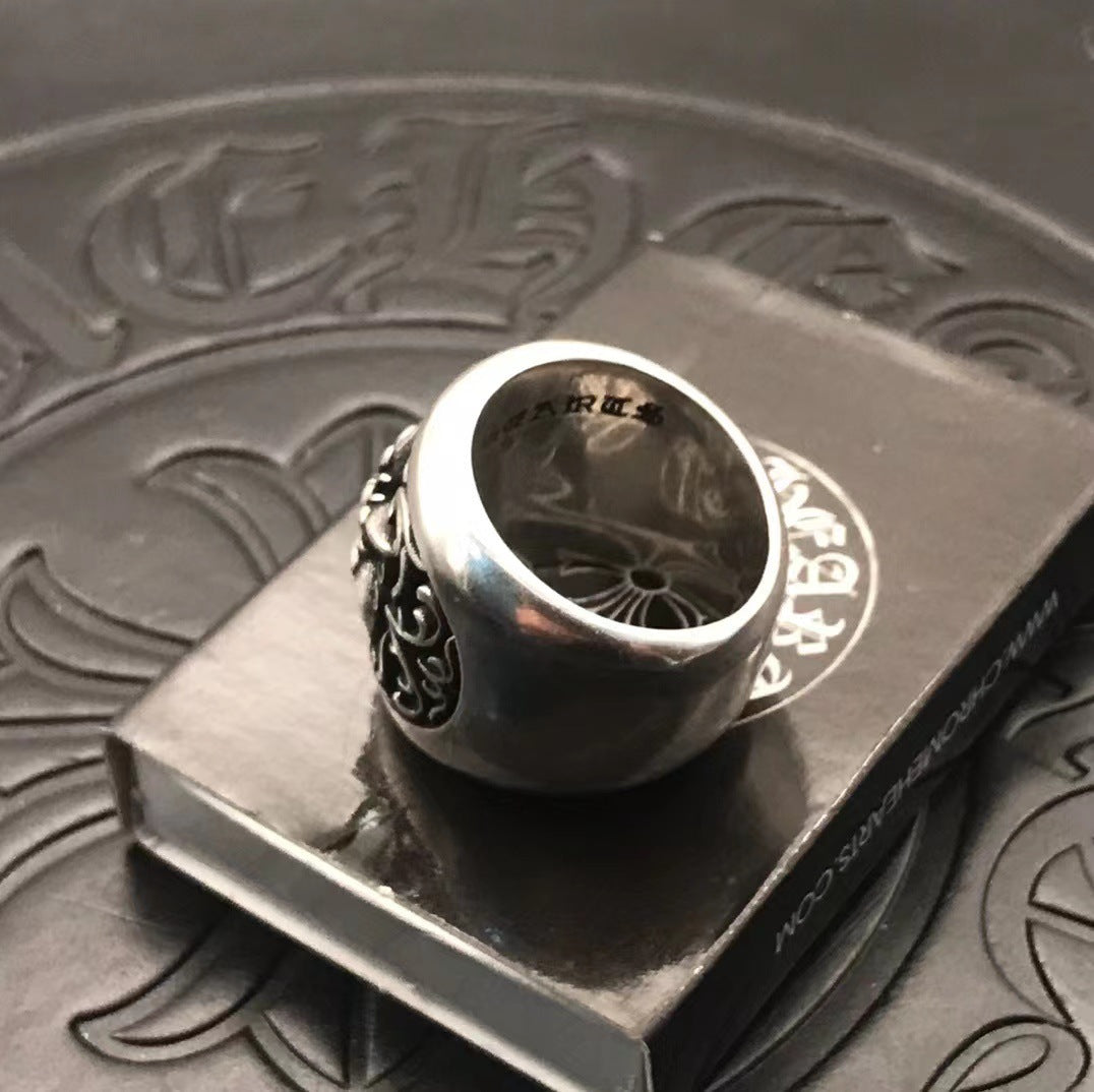925 sterling silver chrome hearts vine hexagram rings