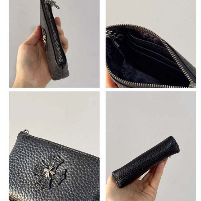 Chrome Hearts top-grain leather cross wallet