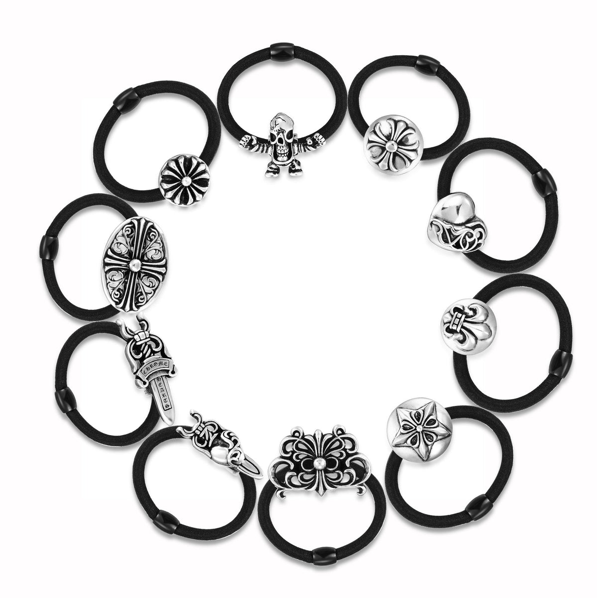 Chrome Hearts simple black hair accessories hair tie