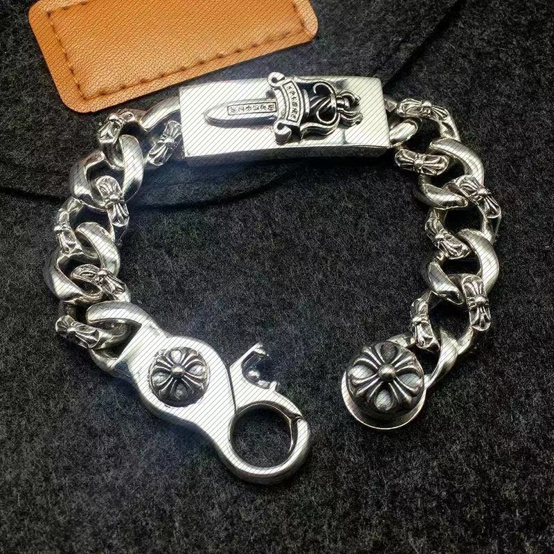 Chrome Hearts 925 Sterling silver Thick Domineering Cross Bracelet