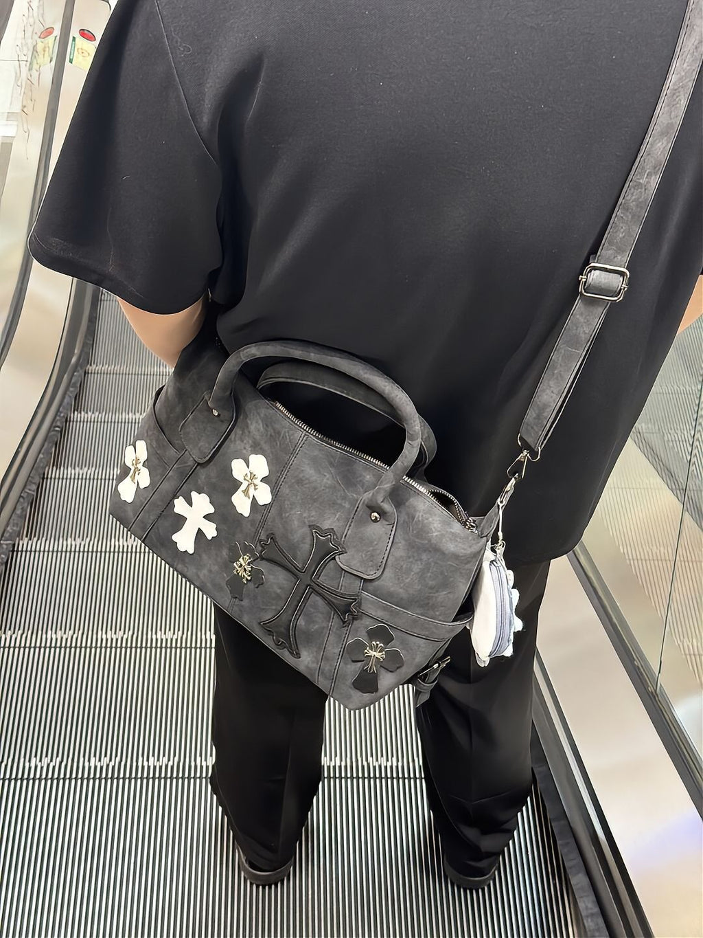 Chrome Hearts Black and White Patchwork Travel Bag