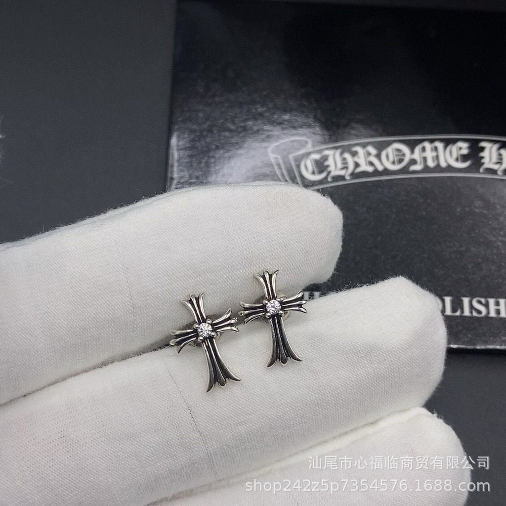 Chrome Hearts cross flower cross earrings