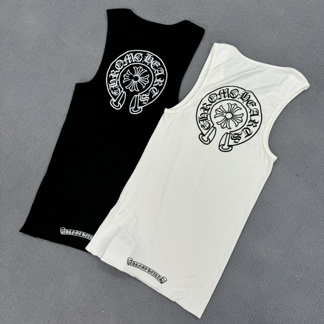 Chrome Hearts T-shaped printed black and white vest skirt