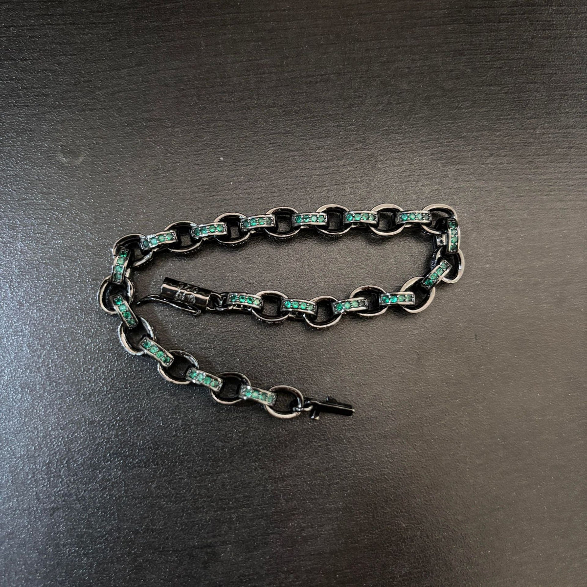 Chrome Hearts black gun treatment diamondinlaid thin chain bracelet