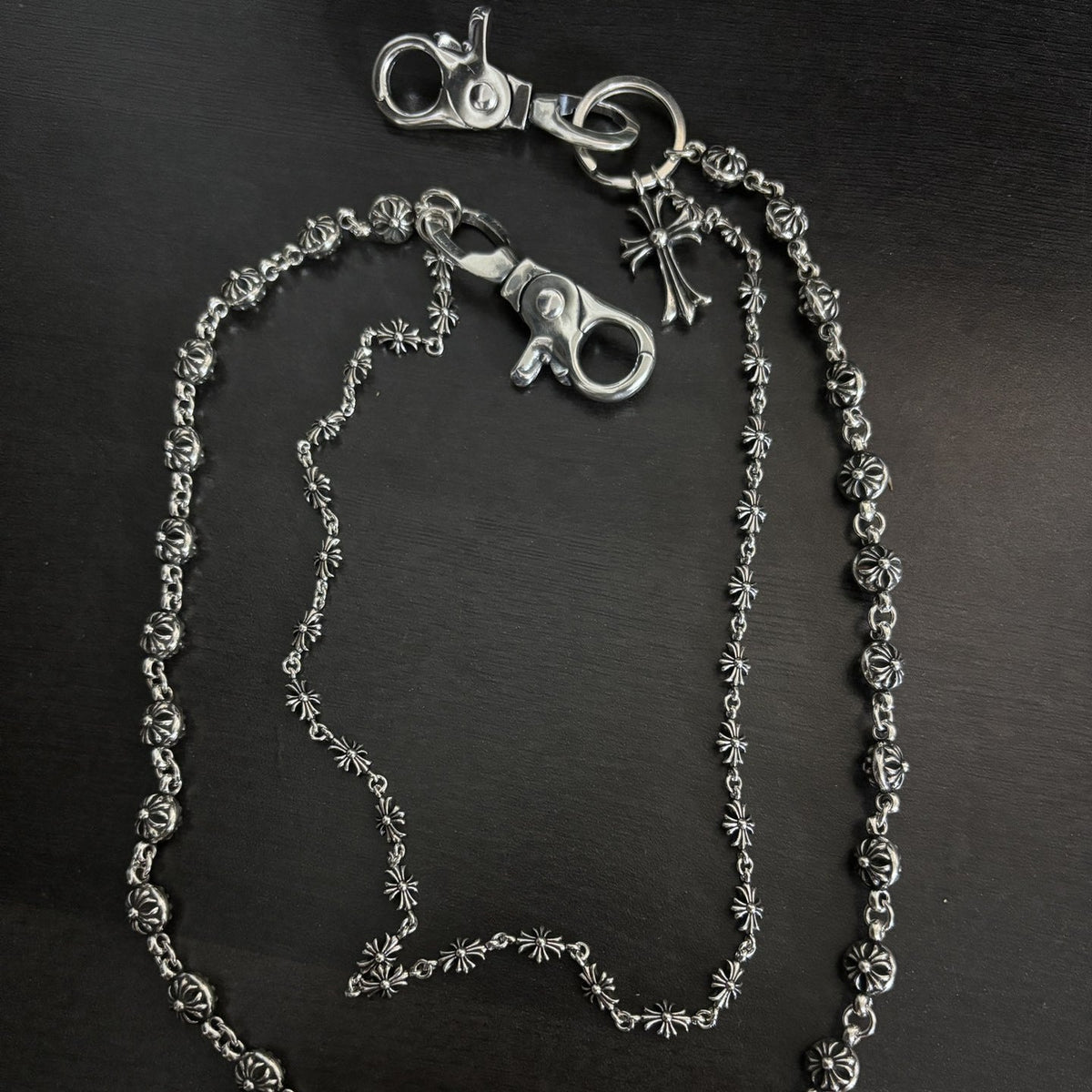 Chrome Hearts double lobster buckle double cross chain pants chain
