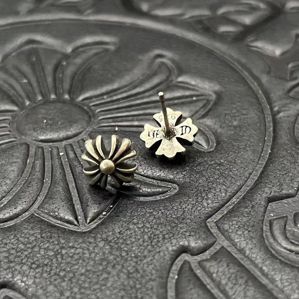 chrome hearts 925 silver flower earrings
