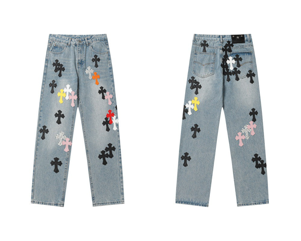 Chrome Hearts Cross Leather Jeans