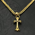 Chrome Hearts gold medium diamond cross pendant