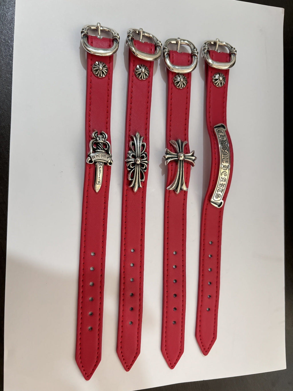 Chrome Hearts Cross, Anchor and Hexagram Leather Bracelet