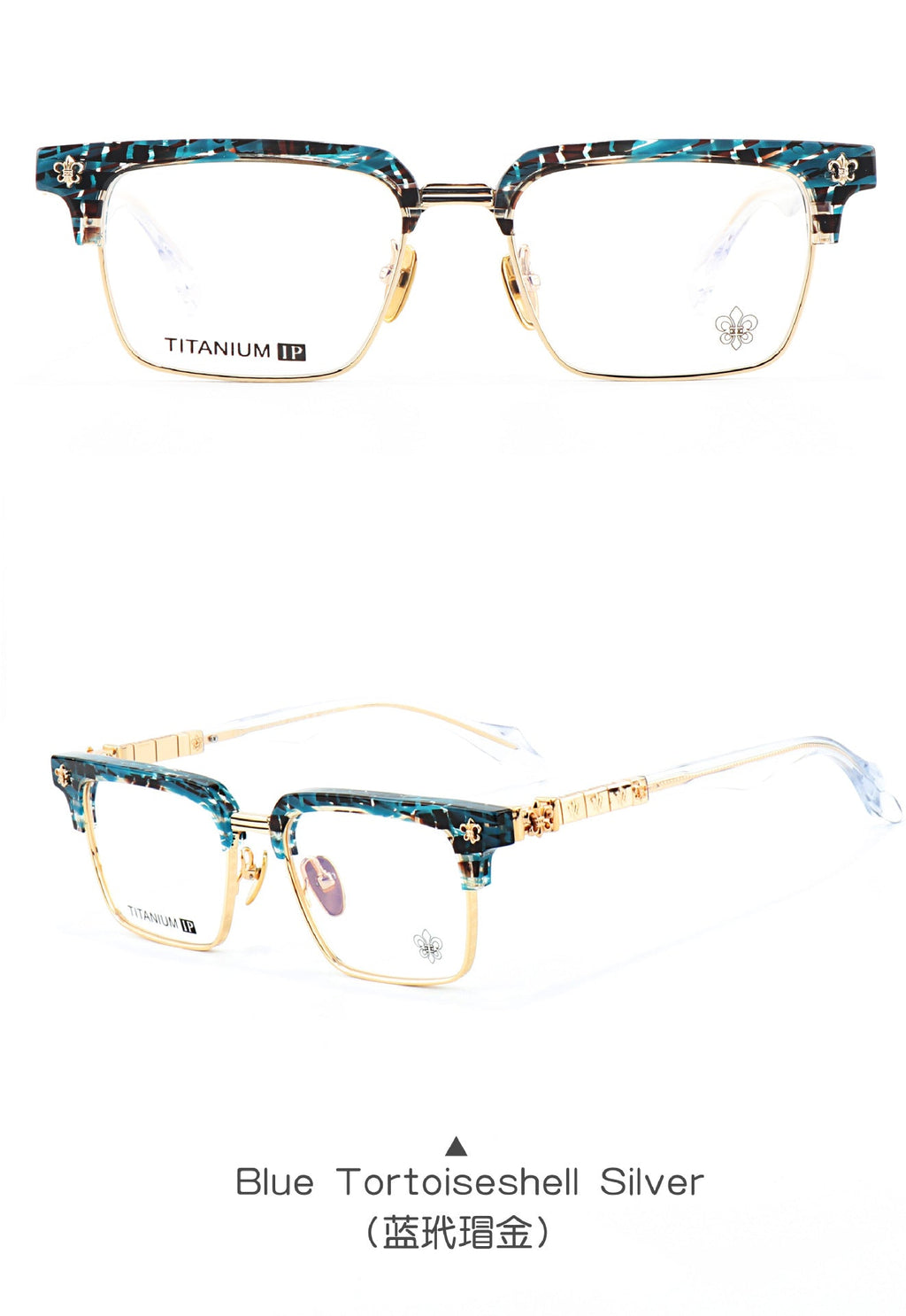 Chrome Hearts half-rimmed accordion temple glasses