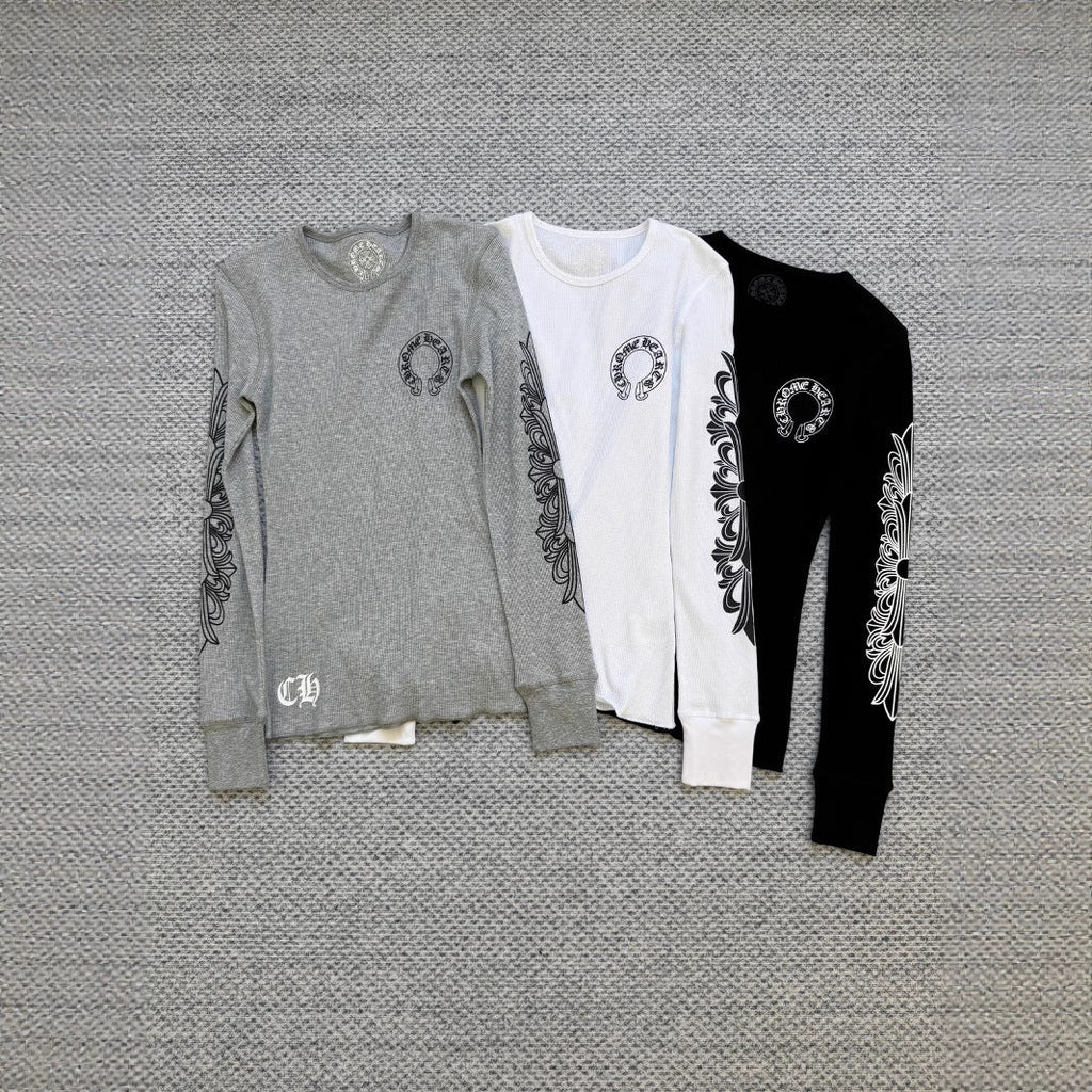 Chrome Hearts waffle horseshoe print long-sleeved T-shirt