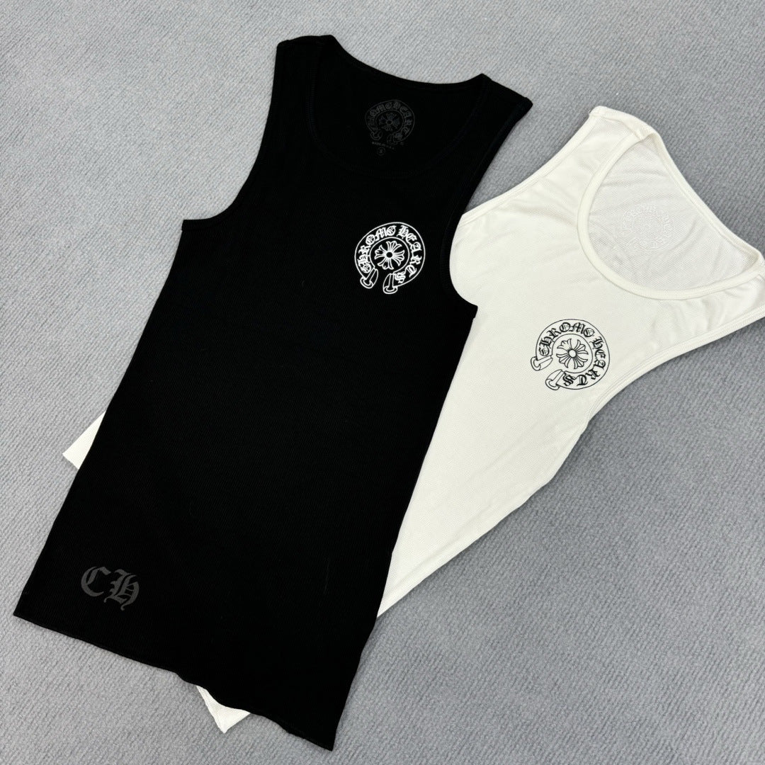 Chrome Hearts T-shaped printed black and white vest skirt