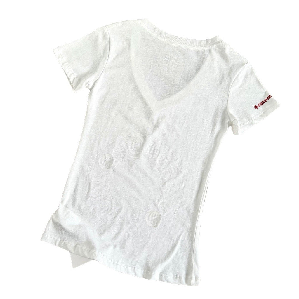 Chrome Hearts V-Neck Scroll Print Short-Sleeve T-Shirt